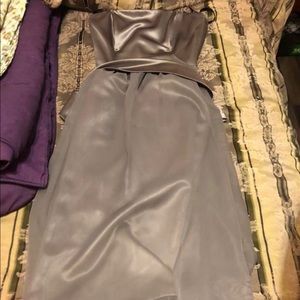 Tea length pewter dress.